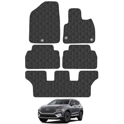 Hyundai Santa FE PHEV 2021-Onwards Car Floor Mats Rubber Tailored Fit Heavy-Duty