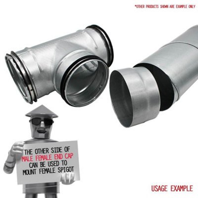 I-sells Metal Ducting End Cap 200mm / 8 inch Male / Female - 5