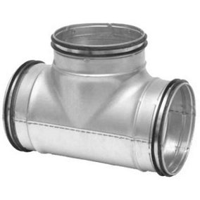 I-sells Metal Ducting T-Piece 100mm to 100mm  with Rubber Seal Galvanised Pressed Equal Tee Piece
