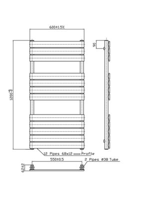 iBathUK 1200 x 600 White Flat Panel Heated Towel Rail Bathroom Radiator