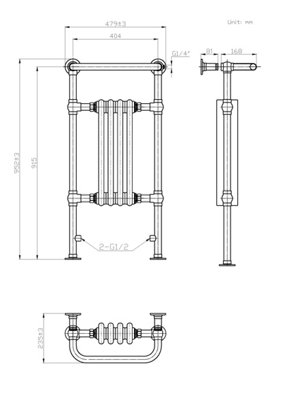 iBathUK 4 Column Traditional Designer Heated Towel Rail Bathroom ...