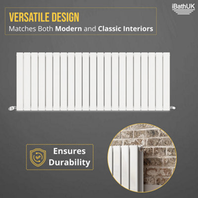 iBathUK Belgravia Horizontal Double Slim Flat Panel Radiator White ...
