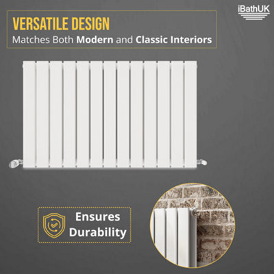iBathUK Belgravia Horizontal Double Slim Flat Panel Radiator White ...