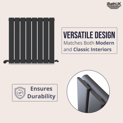 iBathUK Belgravia Horizontal Single Slim Flat Panel Radiator Anthracite ...