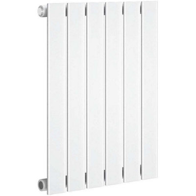 iBathUK Belgravia Horizontal Single Slim Flat Panel Radiator White 600mm x 456mm + Angled Valve-White