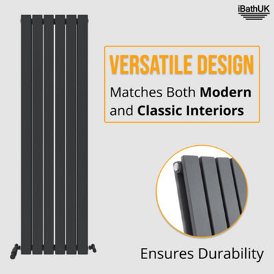 iBathUK Belgravia Vertical Double Slim Flat Panel Radiator Anthracite ...