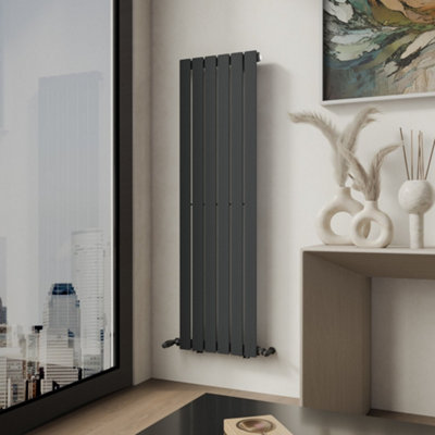 iBathUK Belgravia Vertical Single Slim Flat Panel Radiator Anthracite ...