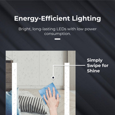 iBathUK Eclipse Wall Mounted LED Illuminated Bathroom Mirror, Modern ...