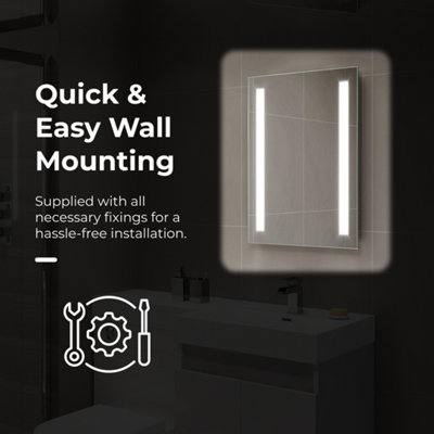 iBathUK Eclipse Wall Mounted LED Illuminated Bathroom Mirror, Modern ...