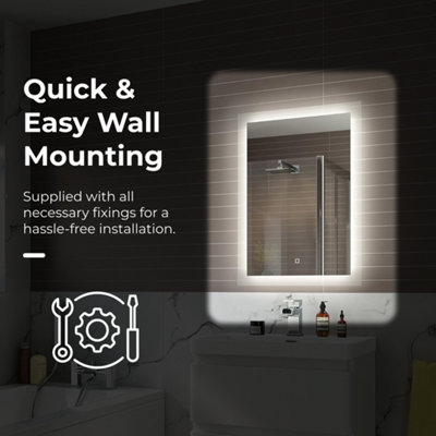 iBathUK Lustre Wall Mounted LED Illuminated Bathroom Mirror with Touch ...
