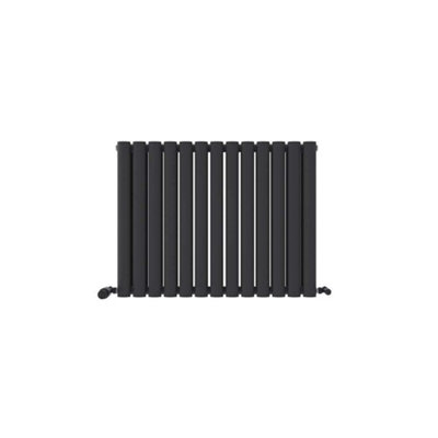 iBathUK Princia Horizontal Double Oval Panel Radiator Anthracite 600 x 780mm + Angled Valve-Grey