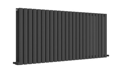 iBathUK Princia Horizontal Double Oval Panel Radiator Anthracite 600x1440mm(RHAD60)-Grey