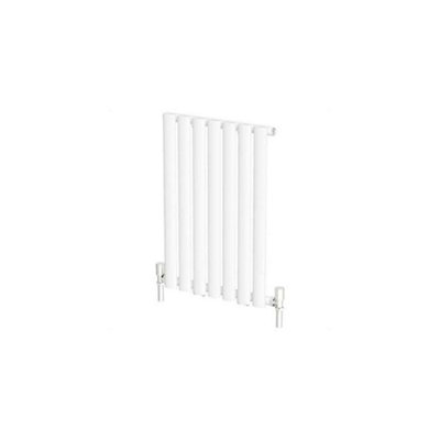 iBathUK Princia Horizontal Single Oval Panel Radiator White 600 x 420mm + Angled Valve-White