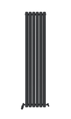 iBathUK Princia Vertical Double Oval Panel Radiator Anthracite 1600 x 360mm-Grey