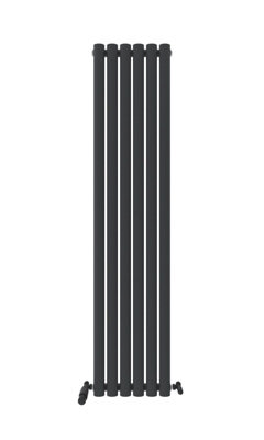 iBathUK Princia Vertical Single Oval Panel Radiator Anthracite 1600 x 360mm-Grey