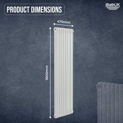 iBathUK Regency Tall Vertical Column Radiator, 1800x460mm Slim Radiator ...