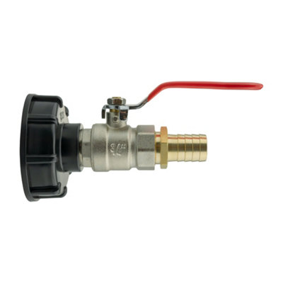 IBC 2" S60X6 lid with nickel-plated 3/4" BSP lever valve and 19mm brass hose tail kit