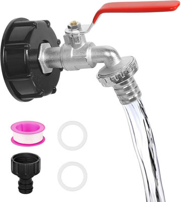 IBC Drain Valve, 1/2 inch, for 1000 Litre Rainwater Tank, 3/4 inch Tank ...