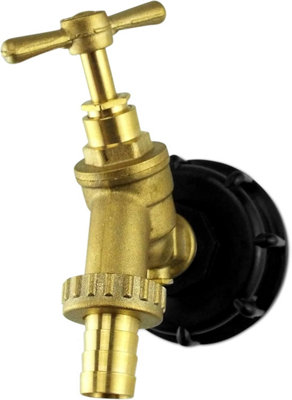 IBC Tank Adapter Hose Connector-S60X6 Brass Garden Tap with Check Valve with 1/2" Hose Fitting Pack -Heavy Duty PTFE Tape Included