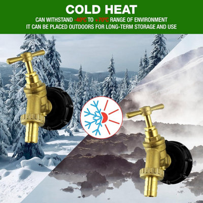 IBC Tank Adapter Hose Connector-S60X6 Brass Garden Tap with Check Valve with 1/2" Hose Fitting Pack -Heavy Duty PTFE Tape Included - 5