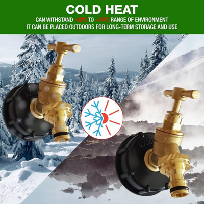 IBC Tank Adapter Hose Connector - S60X6 Brass Garden Tap with Click-Lock Hose Fitting- Heavy Duty Coarse Thread PTFE Tape Included - 6