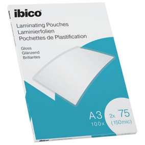 Ibico Crystal Clear 100-Pack 150 Micron Gloss Laminating Pouches A3