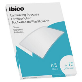 Ibico Crystal Clear 100-Pack 150 Micron Gloss Laminating Pouches A5