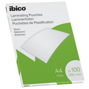 Ibico Crystal Clear 100-Pack 200 Micron Gloss Laminating Pouches A4