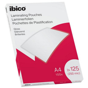 Ibico Crystal Clear 100-Pack 250 Micron Gloss Laminating Pouches A4