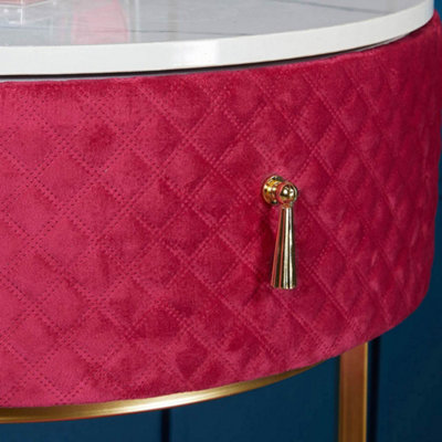 Ibiza Bohemia Raspberry Velvet Dressing Table with LED Touch Sensor Mirror