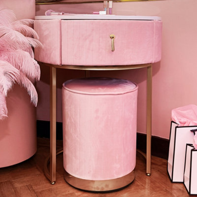 Pink velvet dressing table stool hotsell
