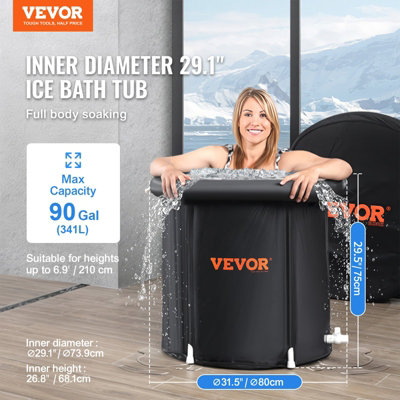 Ice Bath Tub, 80 cm Long Cold Water Therapy Plunge Tub for Athletes ...
