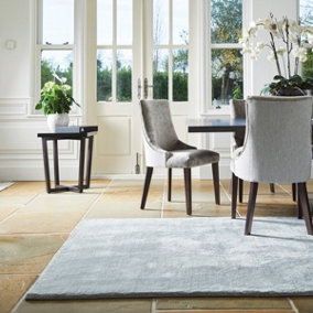 Ice Blue Plain Modern Rug Easy to clean Living room and Bedroom-160cm X 230cm