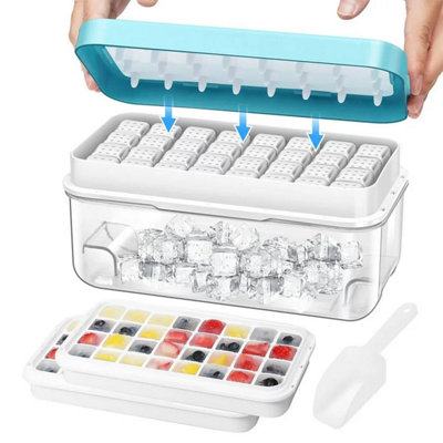 Ice Cube Tray - Cube Ice Ice Trays with Lid & Bin for Freezer - Mini ...