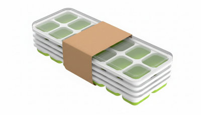 Ice Cube Trays Set of 4 with EasyRelease Silicone Base