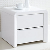 Ice High Gloss 3 Drawer White Bedside Table