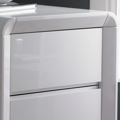 Ice High Gloss 3 Drawer White Bedside Table