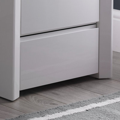 Ice High Gloss 3 Drawer White Bedside Table