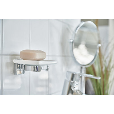ICE - Holder in Polished Chrome with Porcelain Soap Dish.