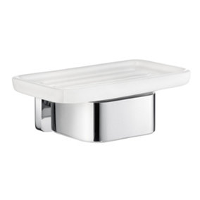 ICE - Holder with Soap Dish, Polished chrome with dish in porcelain