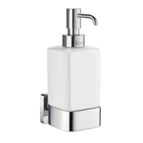 ICE - Holder with Soap Dispenser, Polished chrome with dispenser in porcelain