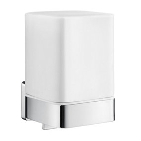 ICE - Holder with Soap Dispenser, Polished chrome with dispenser in porcelain