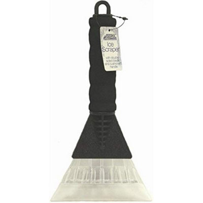 ICE SCRAPER WITH DOUBLE SIDED BLADE AND CUSHIONED HANDLE