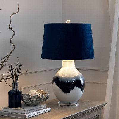 Ice Shadows Table Lamp with Lampshade - Glass - L41 x W41 x H67 cm - Black/Blue/White - 5