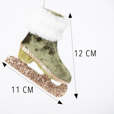 Ice Skate Green 11x12cm Christmas Hanging Decoration