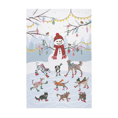 Ice Skating Animals 100% Cotton Christmas Tea Towel Price Comparisons | Compare The Build