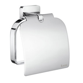 ICE - Toilet Roll Holder with Cover in Polished Chrome.