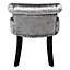 Ice Velvet Upholstered Dressing Table Stool with Black Rubberwood Legs