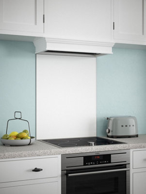 Ice White 6mm Glass Self-Adhesive Kitchen Splashback 600mm x 750mm Easy To Apply