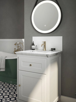 Ice White - Self Adhesive - Toughened Glass Bathroom Splashback 250mm x 500mm x 4mm